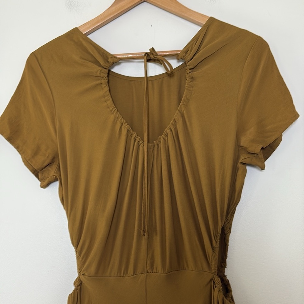 A New Day Brown Midi Dress Lightweight Cutout asymmetrical Hem‎ Tie Back Size M - Picture 10 of 15